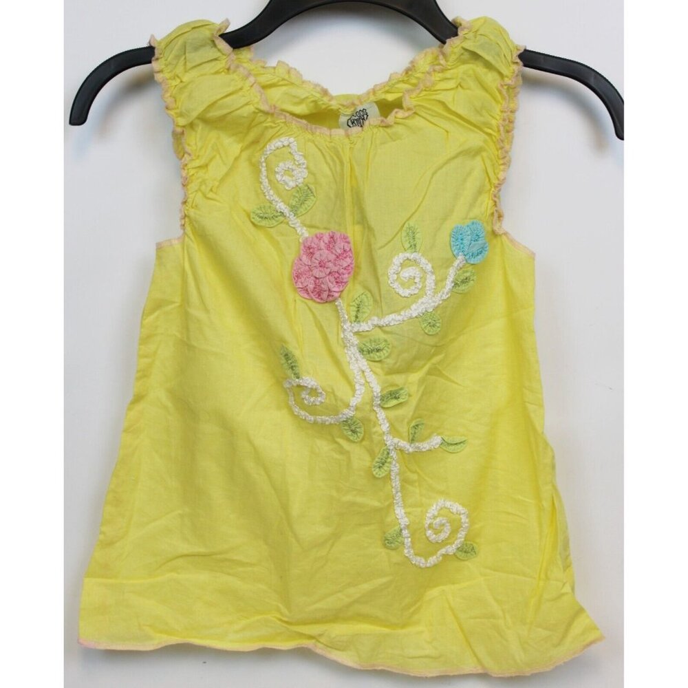 Beetlejuice London Yellow Tank Top Girls sz 10 Summer Flower Ruffle Ribbon Light